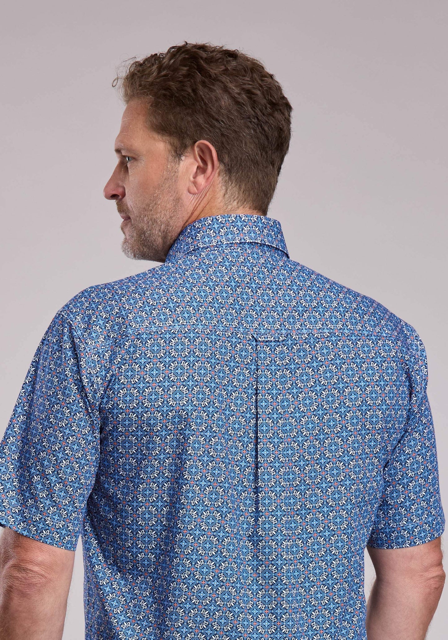 Mens Roper Sky Tile Foulard Short Sleeve Button Shirt - Roper - Flyclothing LLC