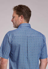Mens Roper Sky Tile Foulard Short Sleeve Button Shirt - Roper - Flyclothing LLC