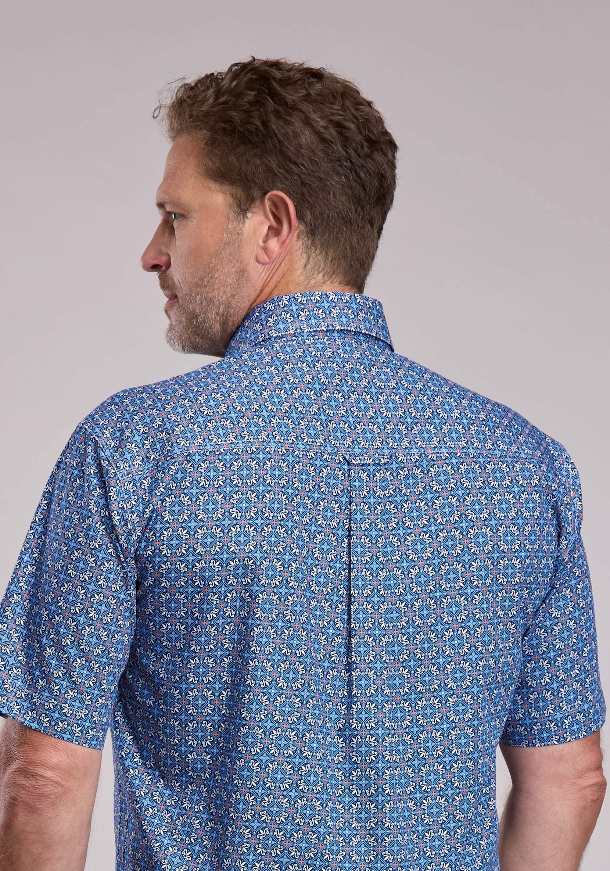 Mens Roper Sky Tile Foulard Short Sleeve Button Shirt - Roper - Flyclothing LLC