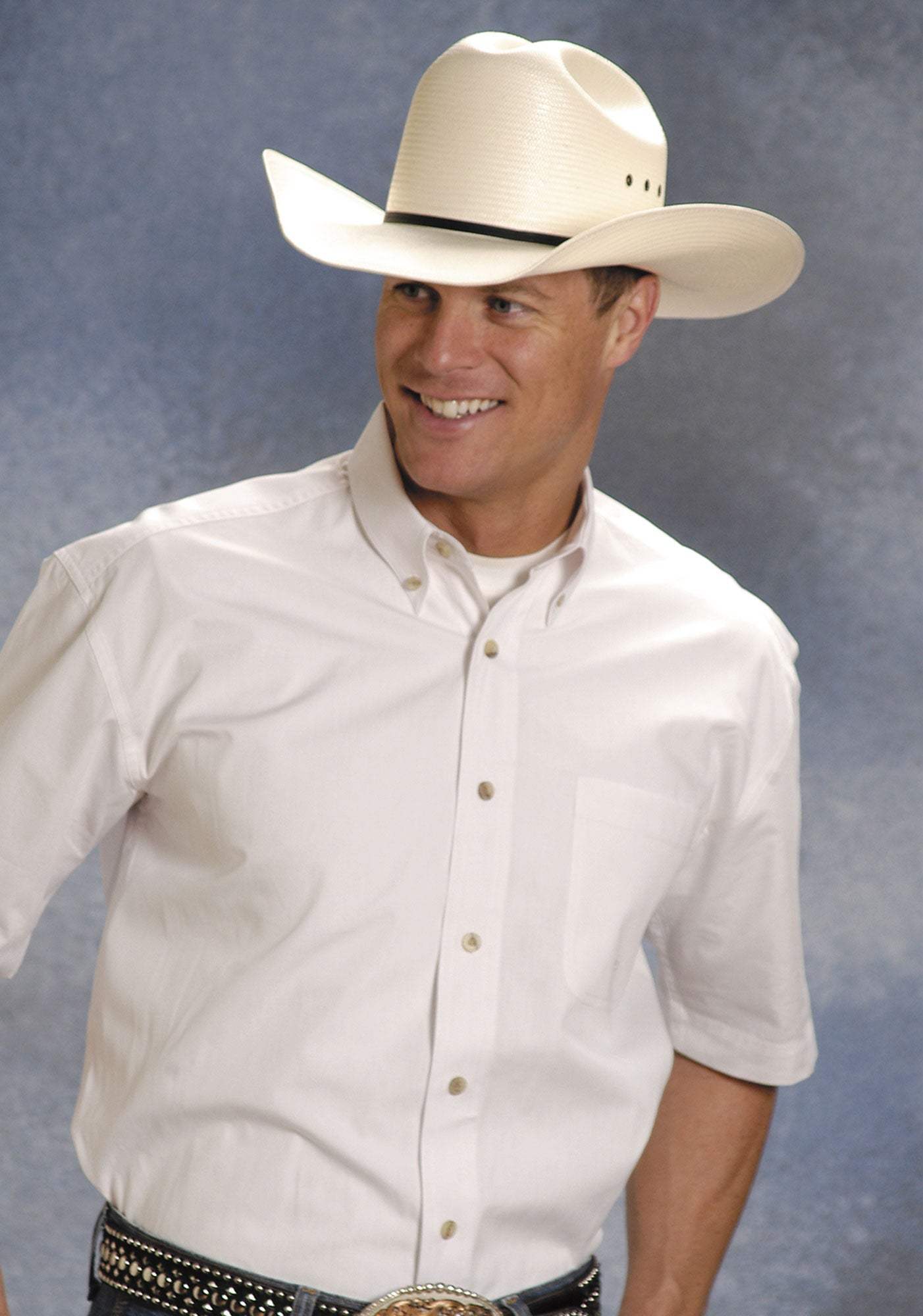 Roper Mens White Solid Short Sleeve Western Button Shirt - Roper - Flyclothing LLC