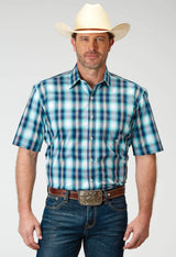Roper Mens Short Sleeve Button Cool Breeze Plaid Western Shirt - Roper - Flyclothing LLC