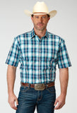 Roper Mens Short Sleeve Button Cool Breeze Plaid Western Shirt - Roper