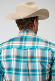 Roper Mens Short Sleeve Button Waters Edge Plaid Western Shirt - Roper