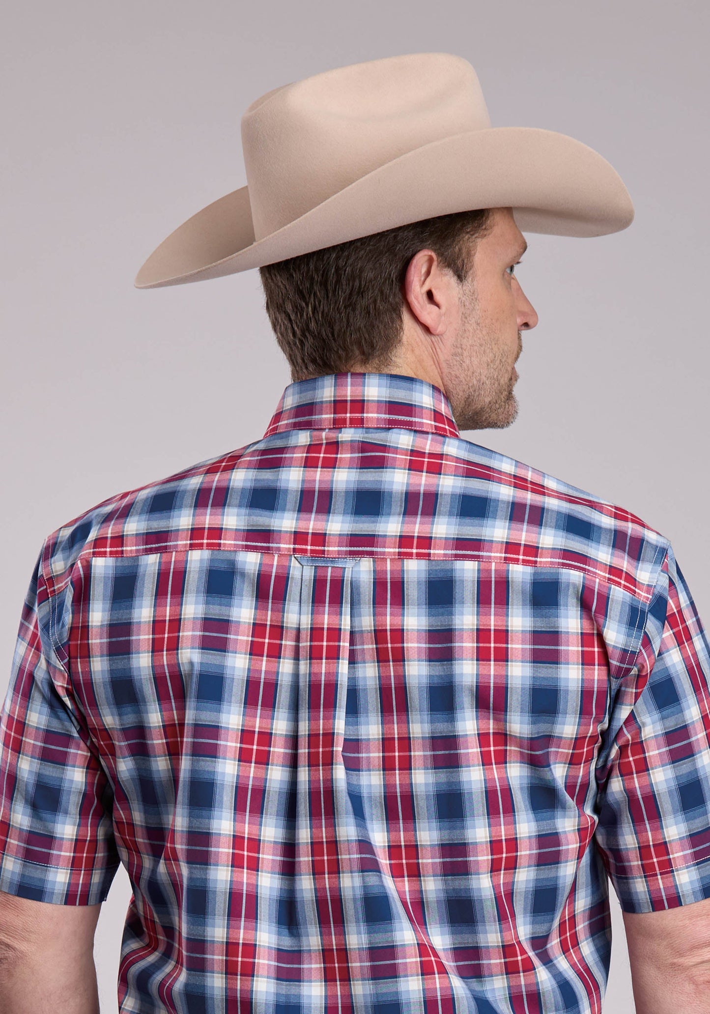 Mens Roper American West Plaid Short Sleeve Button Shirt