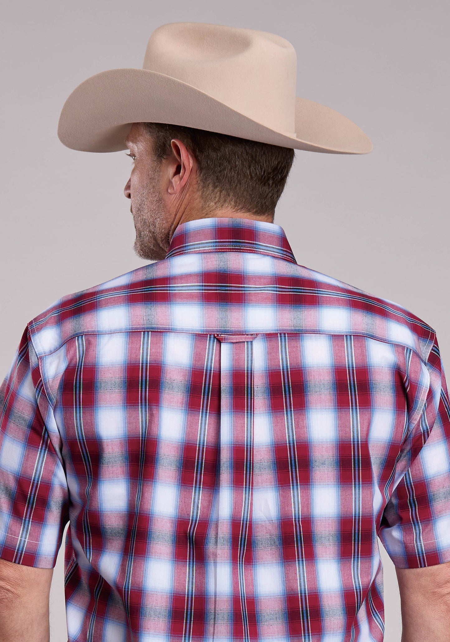 Mens Roper Ball Park Plaid Short Sleeve Button Shirt