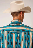 Roper Mens Short Sleeve Snap Aztec Stripe Western Shirt - Roper