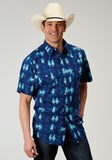 Roper Mens Short Sleeve Snap Hawaiian Ombre Print Western Shirt - Roper
