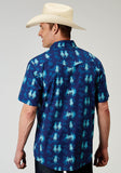 Roper Mens Short Sleeve Snap Hawaiian Ombre Print Western Shirt - Roper