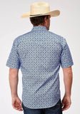 Roper Mens Short Sleeve Snap Blue Skies Tie Print Western Shirt Tall Fit - Roper