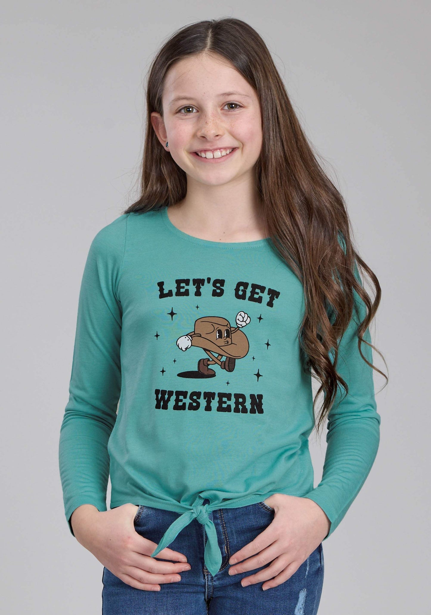 Roper Girls Poly Rayon Scoop Neck Tee Long Sleeve Pullover Western Shirt - Roper - Flyclothing LLC