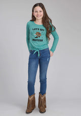 Roper Girls Poly Rayon Scoop Neck Tee Long Sleeve Pullover Western Shirt - Roper - Flyclothing LLC
