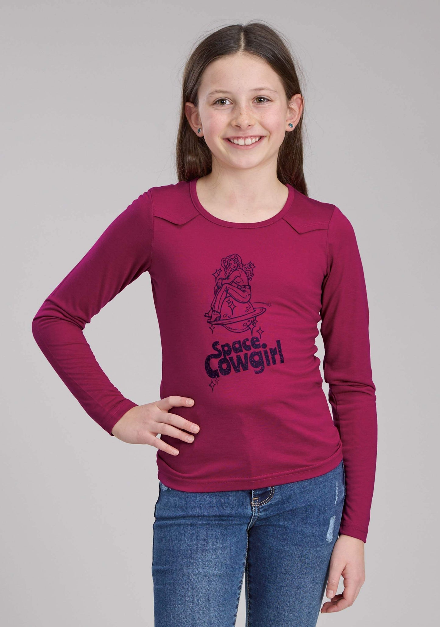 Roper Girls Poly Rayon Jersey Scoop Neck Tee Long Sleeve Pullover Western Shirt - Roper - Flyclothing LLC