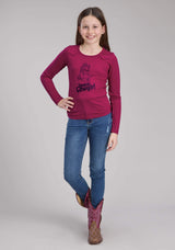 Roper Girls Poly Rayon Jersey Scoop Neck Tee Long Sleeve Pullover Western Shirt - Roper - Flyclothing LLC