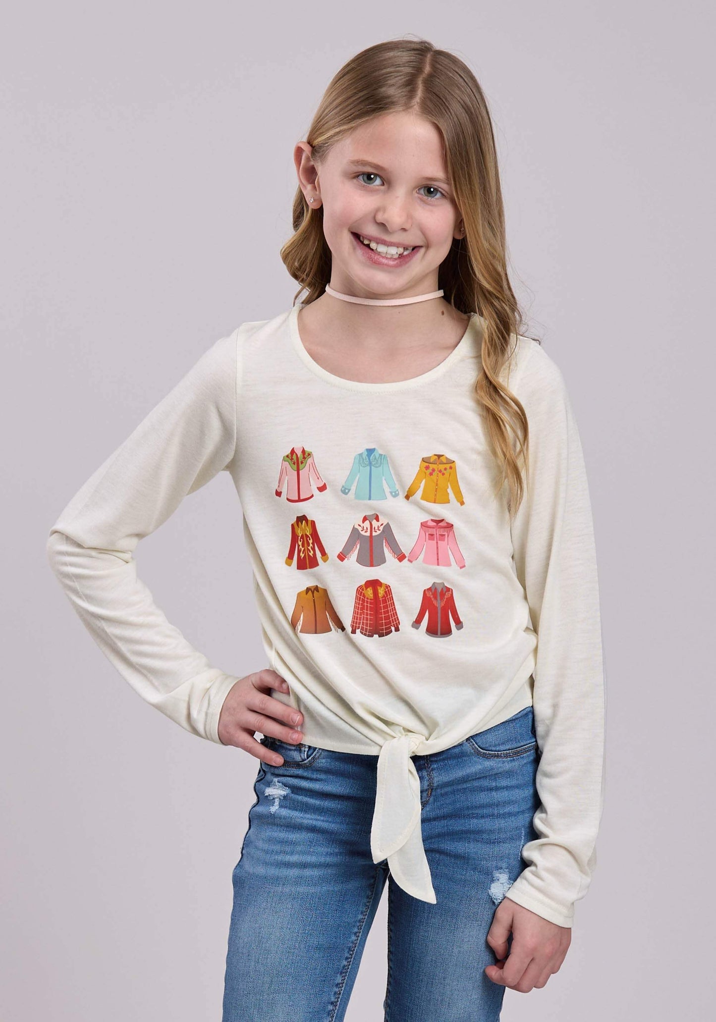 Roper Girls Long Sleeve Pullover Poly Rayon Ls Jersey Tee Western Shirt - Roper - Flyclothing LLC