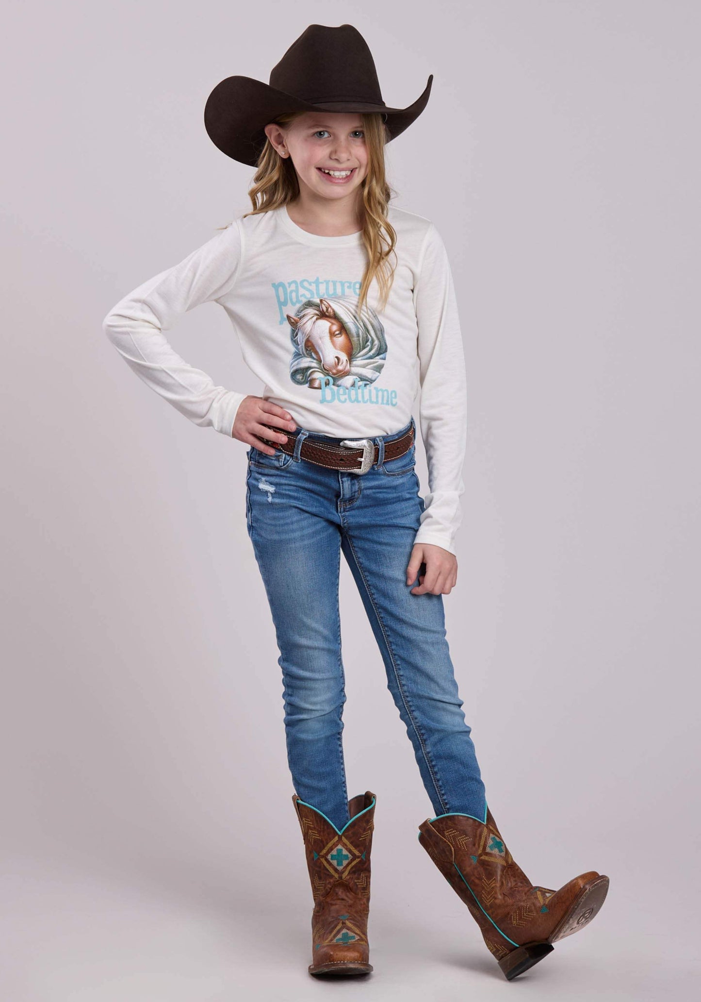 Roper Girls Long Sleeve Pullover Poly Rayon Jersey Tee Western Shirt - Roper - Flyclothing LLC