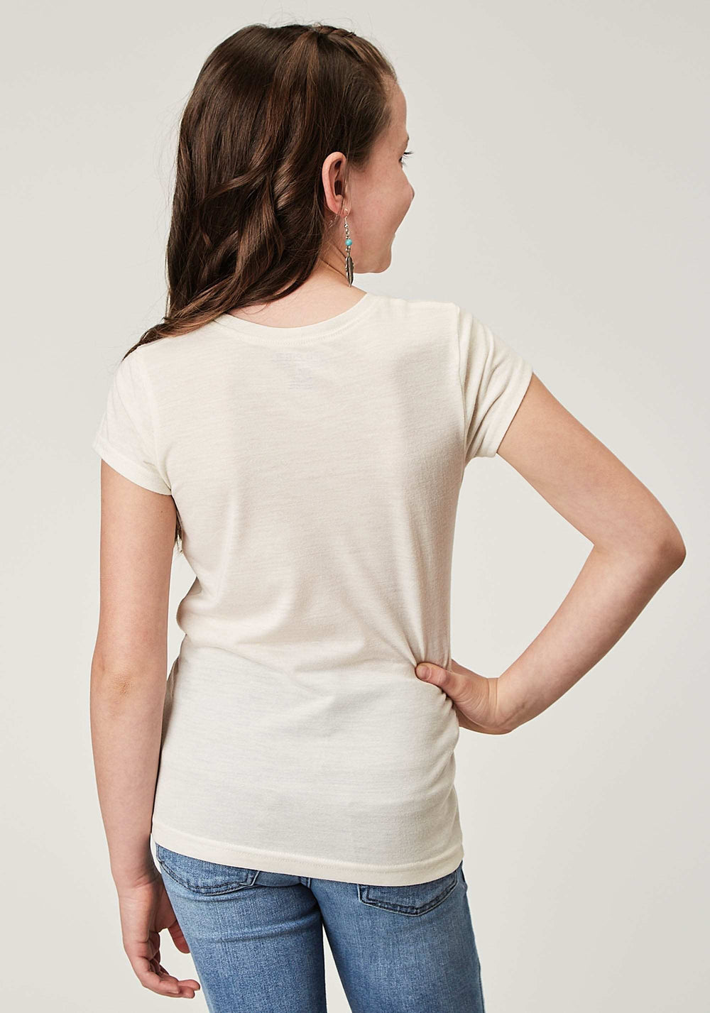 Roper Girls Short Sleeve Poly Rayon Cream Western T Shirt With Screen Print Decoration - Roper - Flyclothing LLC