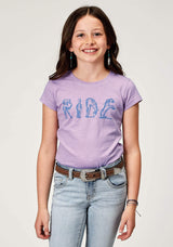 Roper Girls Short Sleeve Lilac Cotton Slub Jersey Western T Shirt With Screen Print Decoration - Roper - Flyclothing LLC