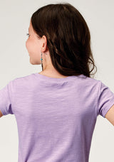 Roper Girls Short Sleeve Lilac Cotton Slub Jersey Western T Shirt With Screen Print Decoration - Roper - Flyclothing LLC