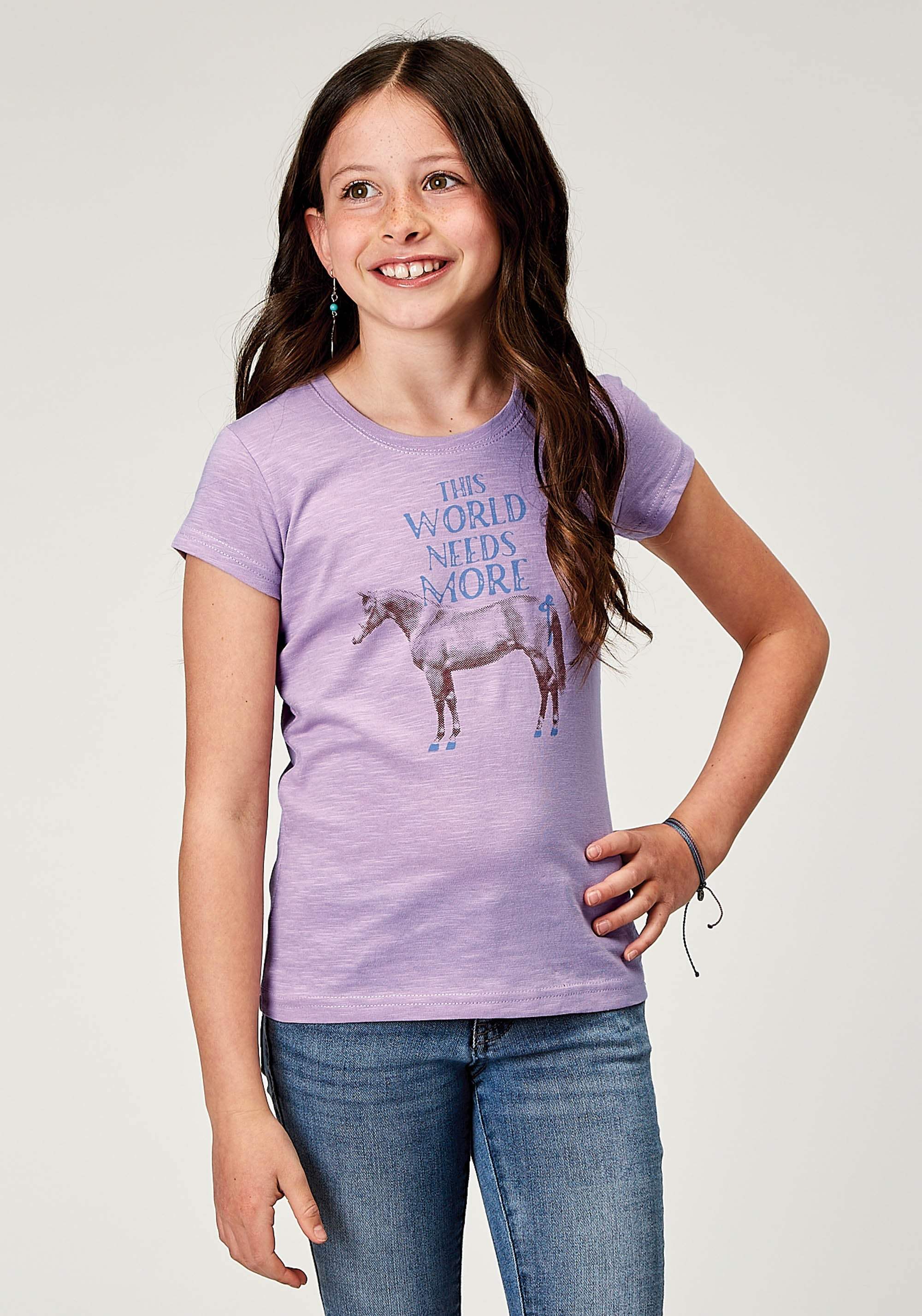 Roper Girls Short Sleeve Lilac Cotton Slub Jersey Western T Shirt With Screen Print Decoration - Roper - Flyclothing LLC