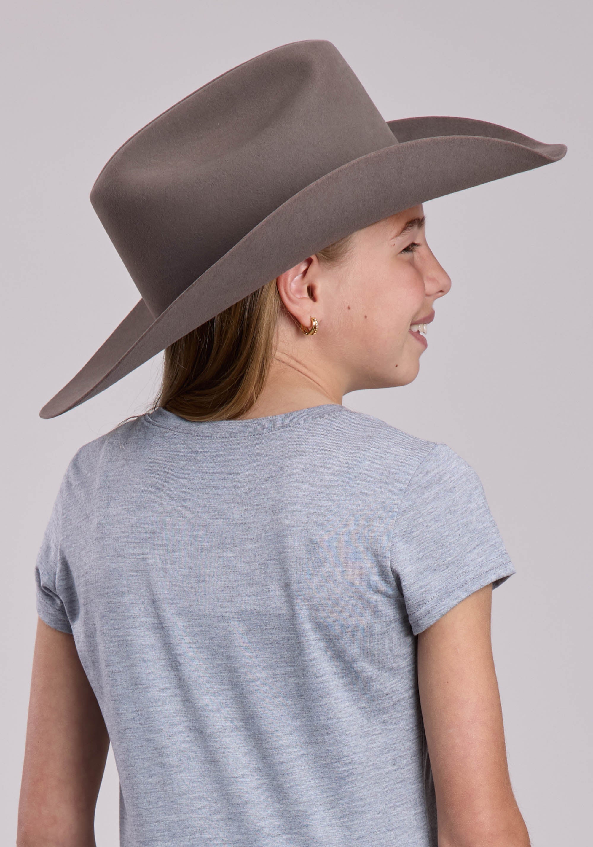 Girls Roper Poly Rayon Heather Grey Crew Neck Tee Short Sleeve Shirt