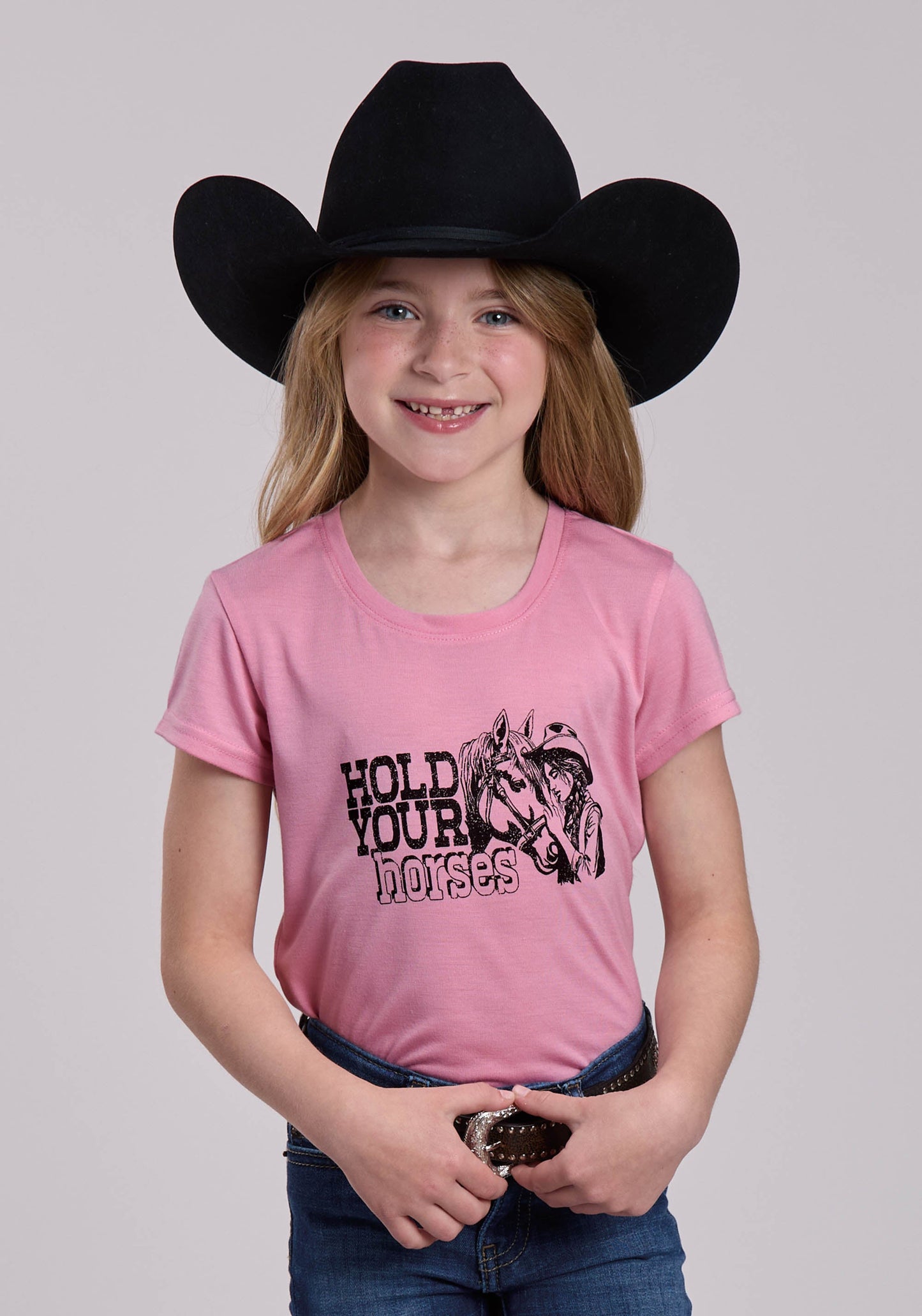 Girls Roper Poly Rayon Jersey Crew Neck Short Sleeve Shirt