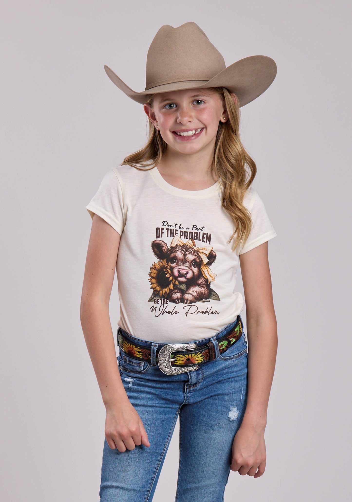 Girls Roper Poly Rayon Jersey Crew Neck Short Sleeve Shirt