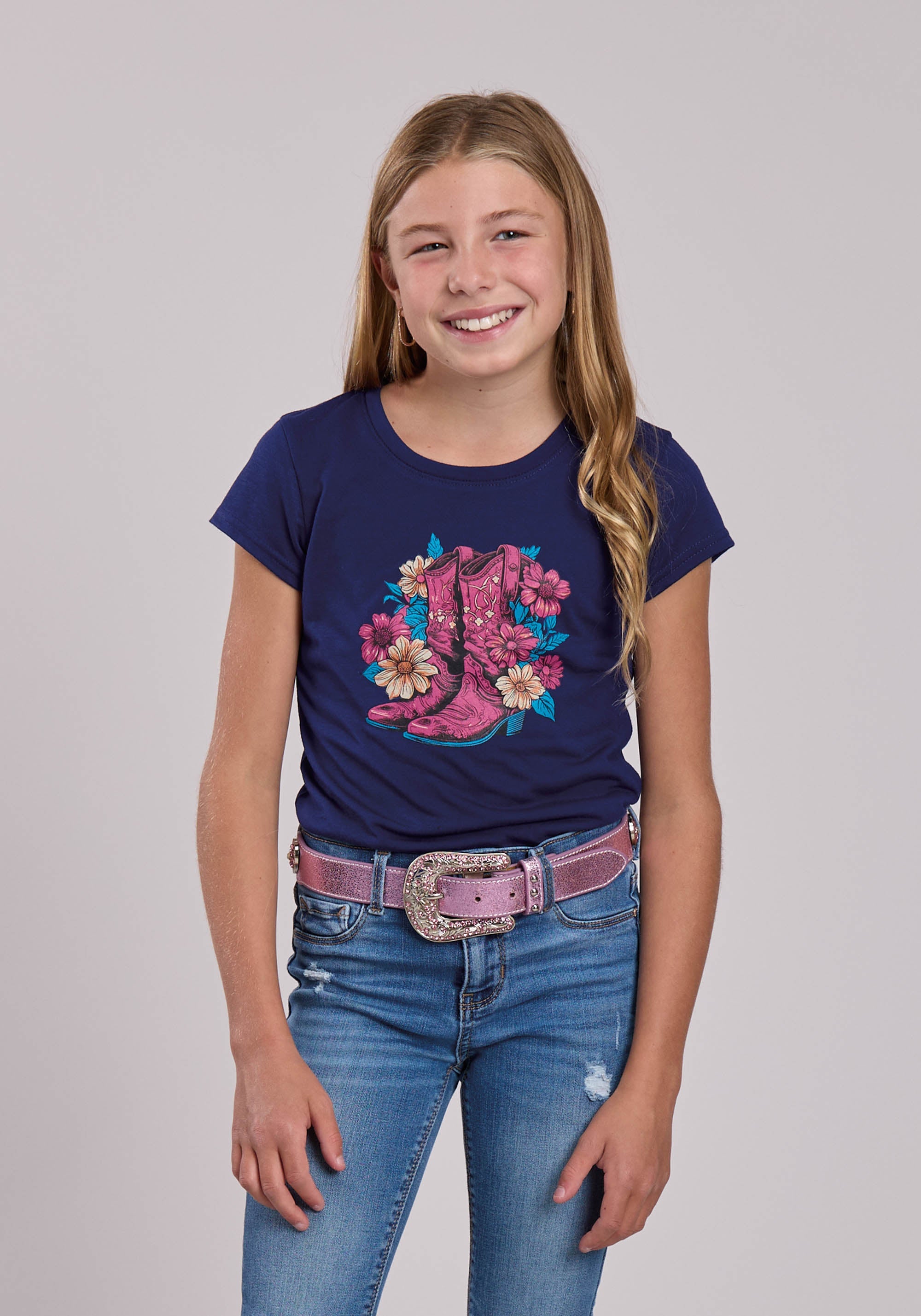 Girls Roper Poly Rayon Jersey Short Sleeve Shirt