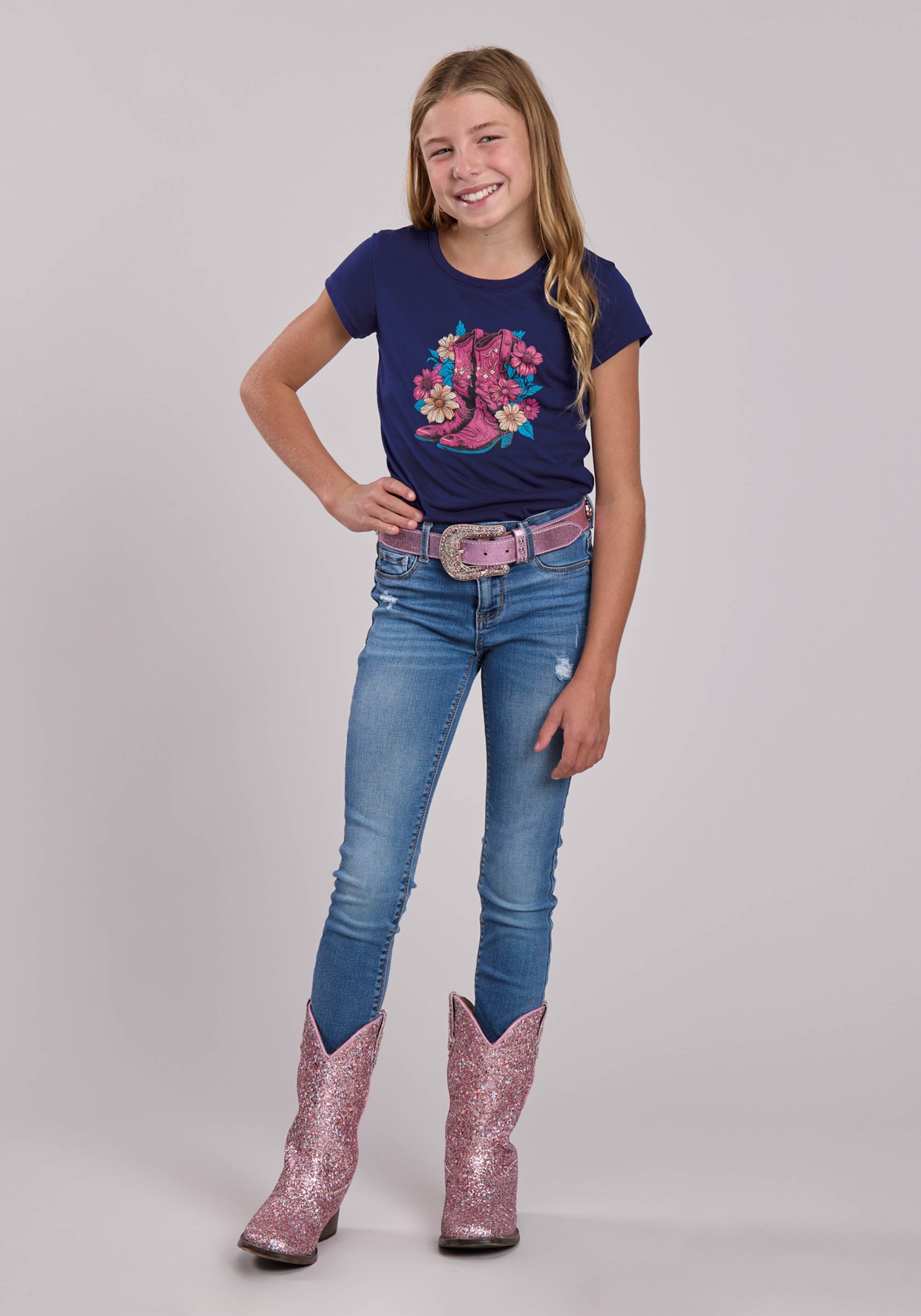 Girls Roper Poly Rayon Jersey Short Sleeve Shirt
