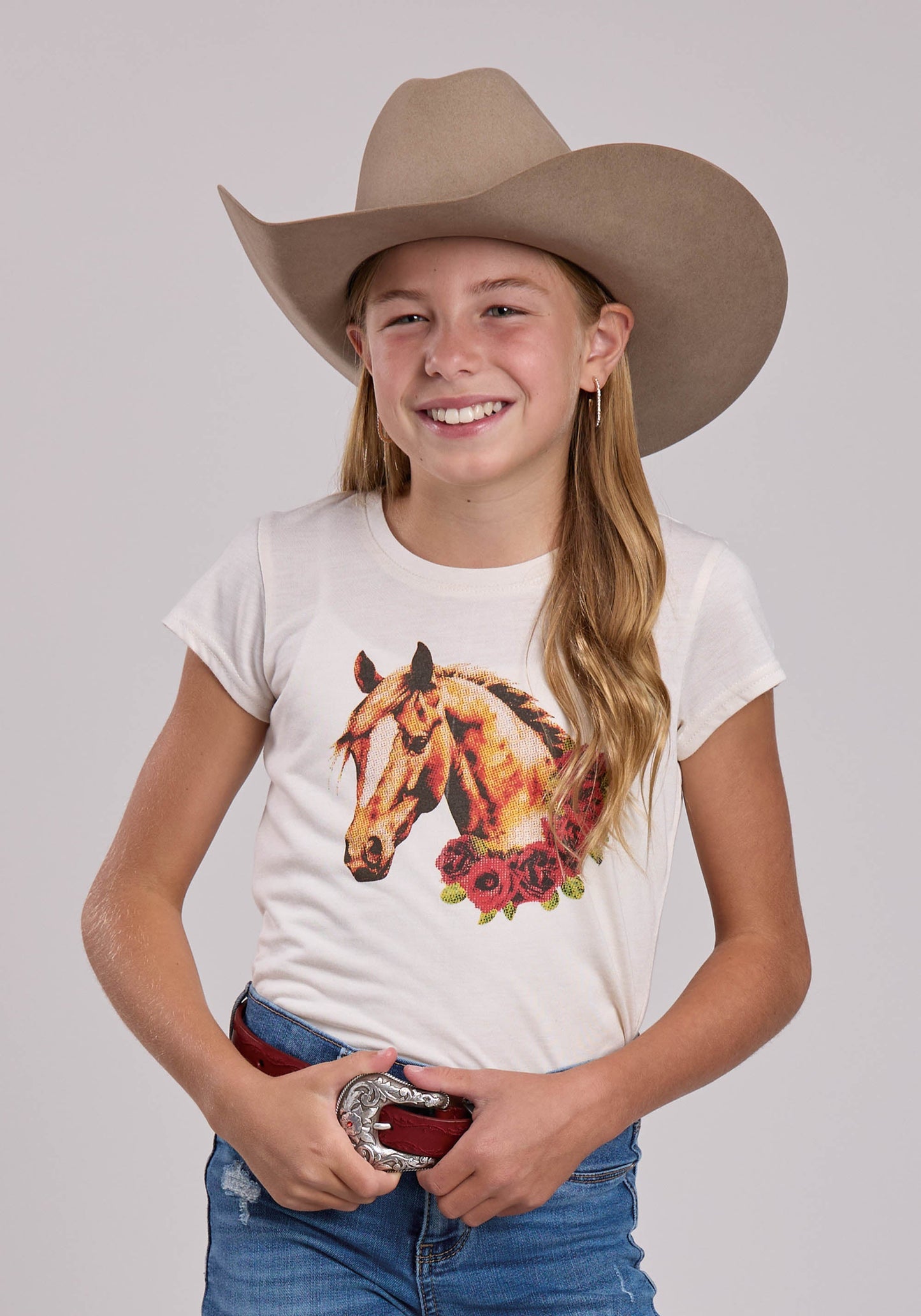 Girls Roper Poly Rayon Jersey Short Sleeve Shirt