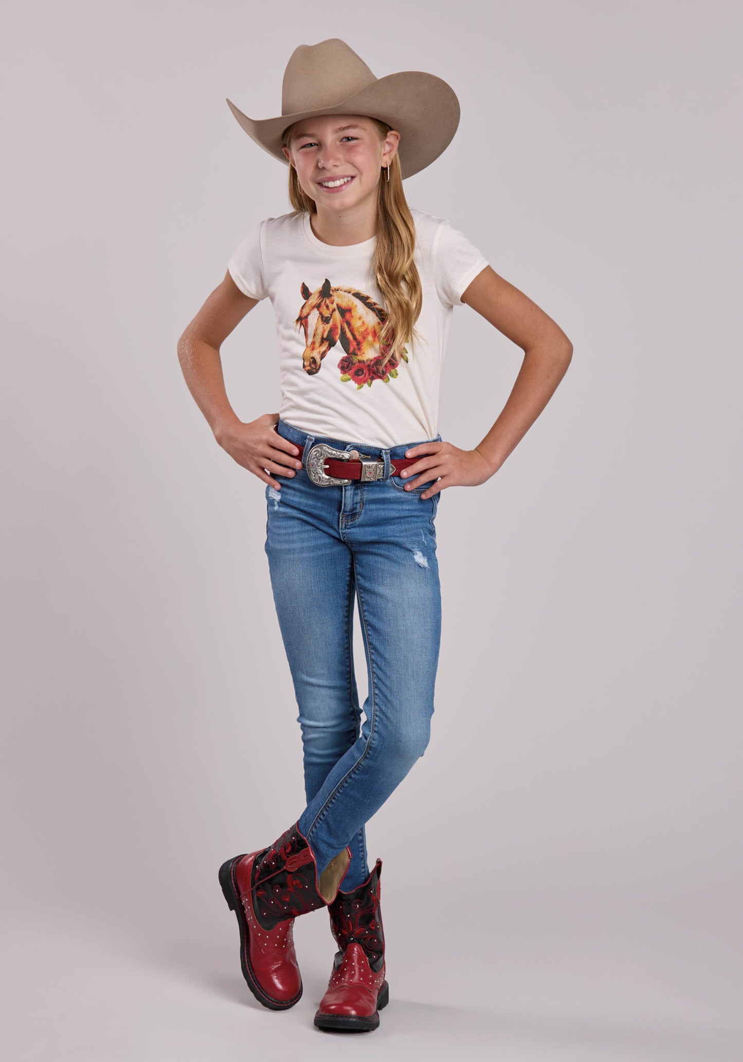 Girls Roper Poly Rayon Jersey Short Sleeve Shirt