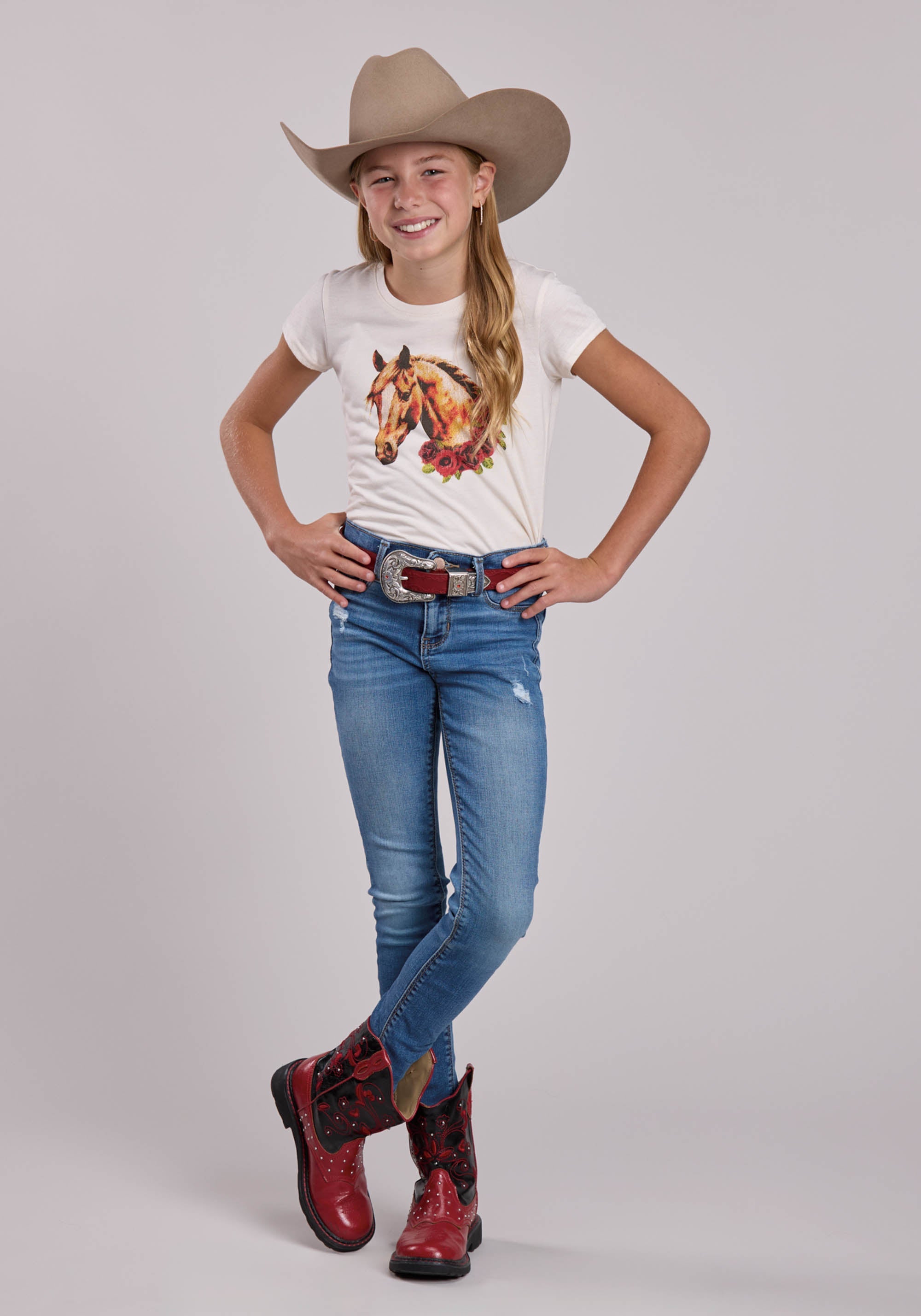 Girls Roper Poly Rayon Jersey Short Sleeve Shirt