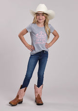 Girls Roper Poly Rayon Heather Grey Jersey Short Sleeve Shirt