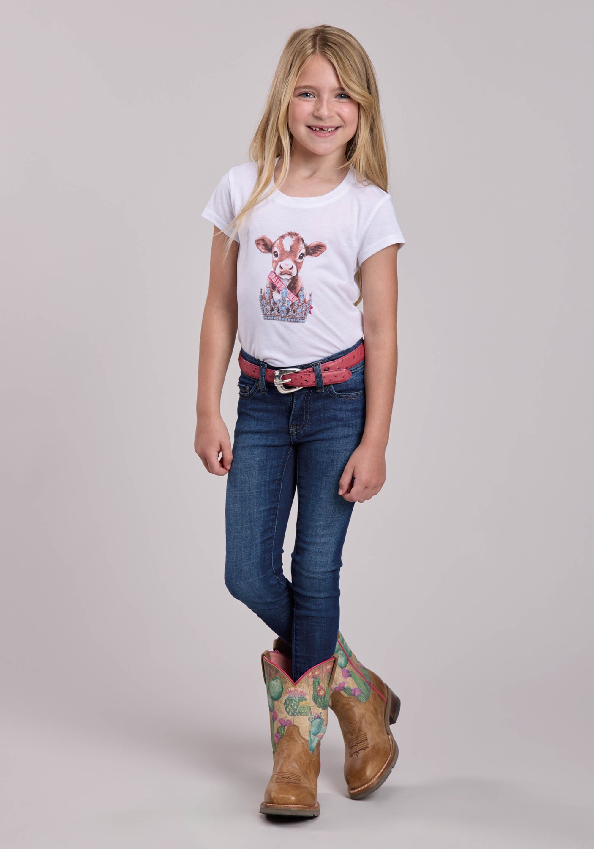 Girls Roper Poly Rayon Jersey Short Sleeve Shirt