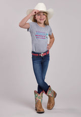 Girls Roper Poly Rayon Heather Grey Short Sleeve Shirt