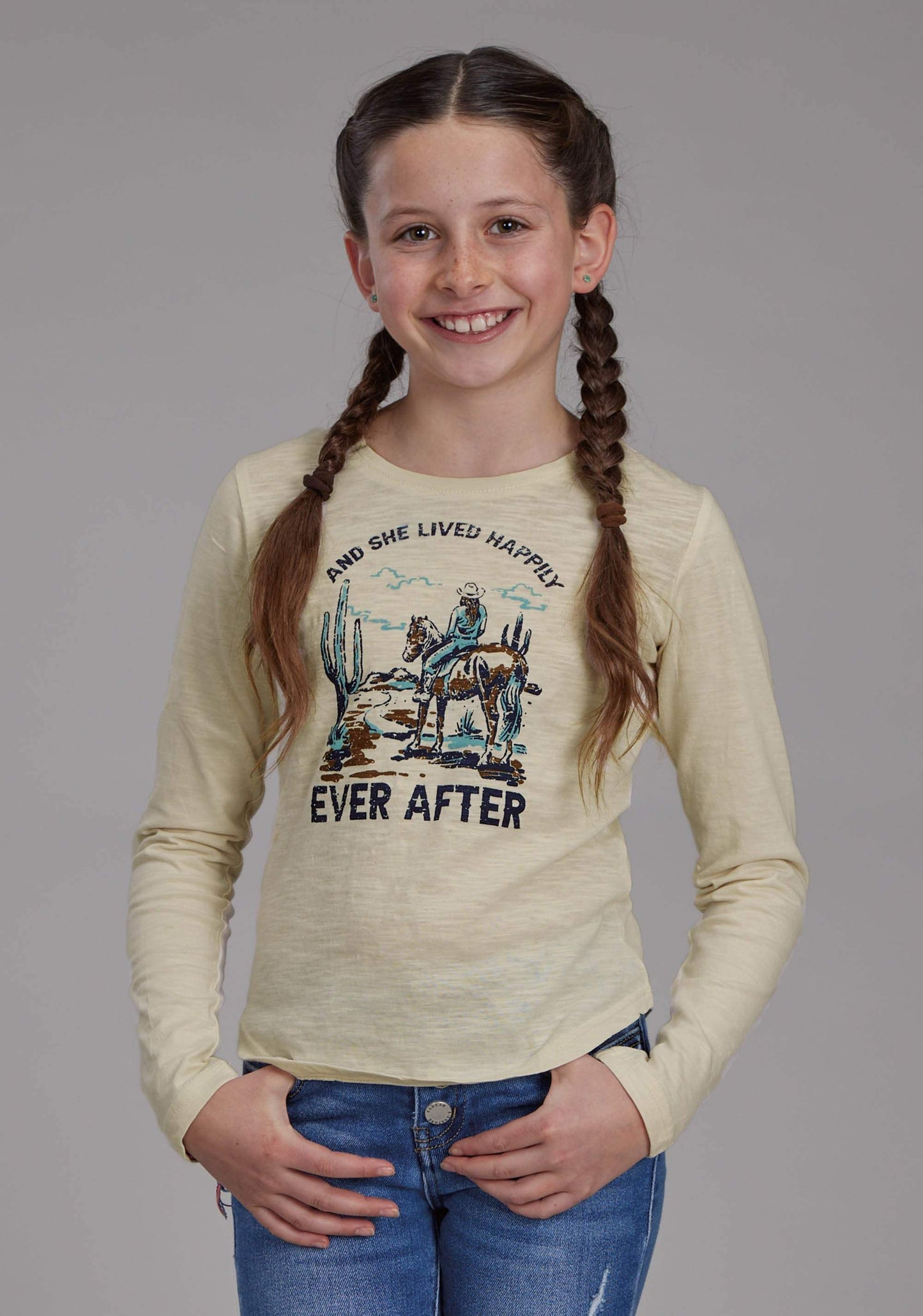 Roper Girls Cotton Slub Long Sleeve Jersey Tee Long Sleeve Pullover Western Shirt - Roper - Flyclothing LLC