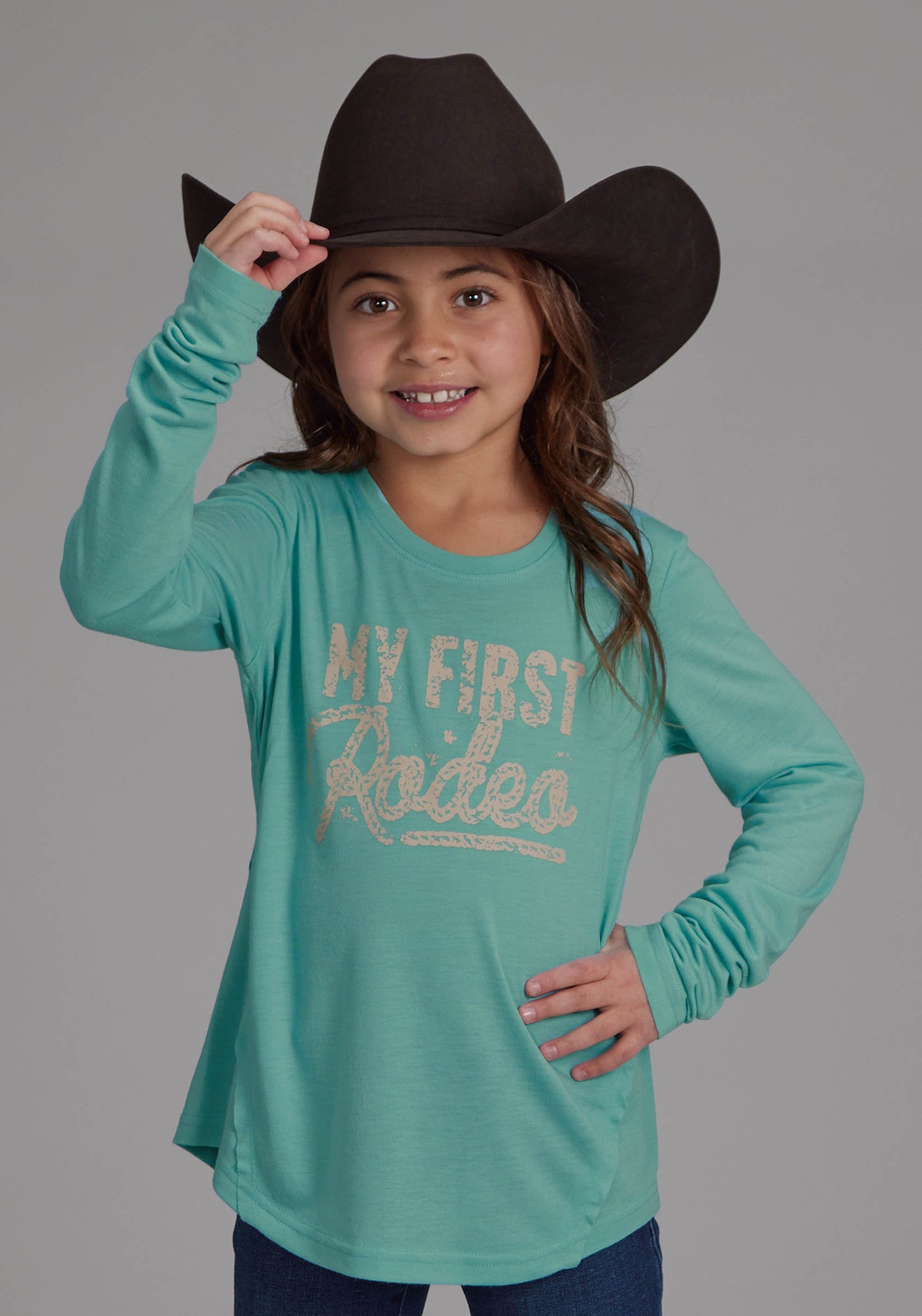 Roper Girls Scoop Neck Tee Long Sleeve Pullover Western Shirt