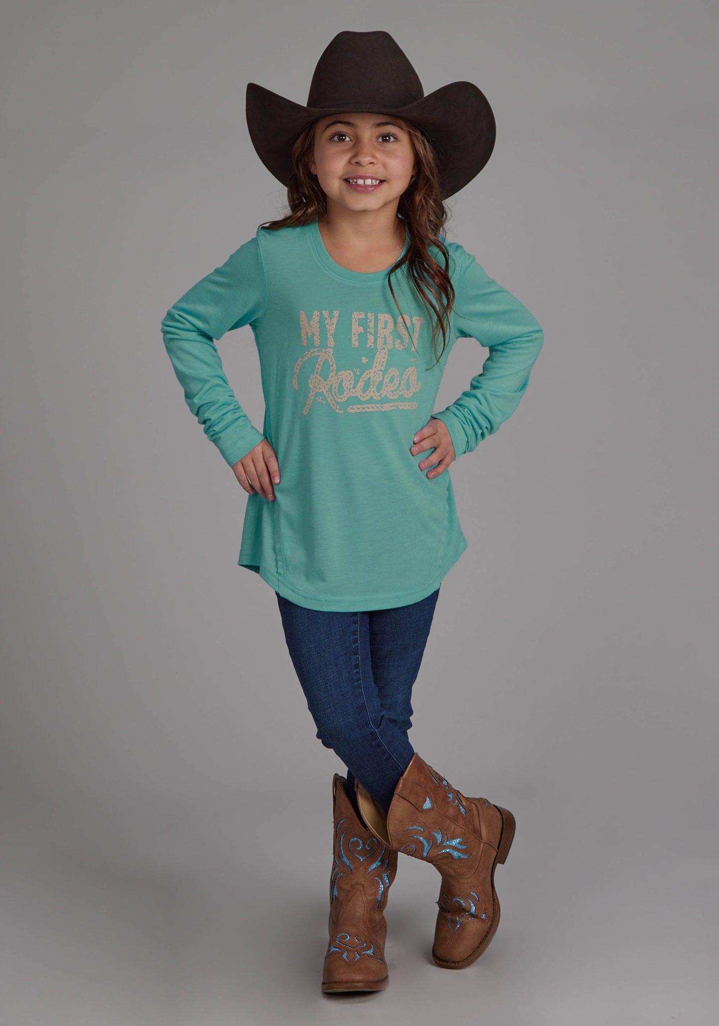 Roper Girls Scoop Neck Tee Long Sleeve Pullover Western Shirt
