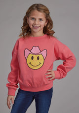 Roper Girls Bright Corral Pink Long Sleeve Pullover Western Shirt - Roper - Flyclothing LLC