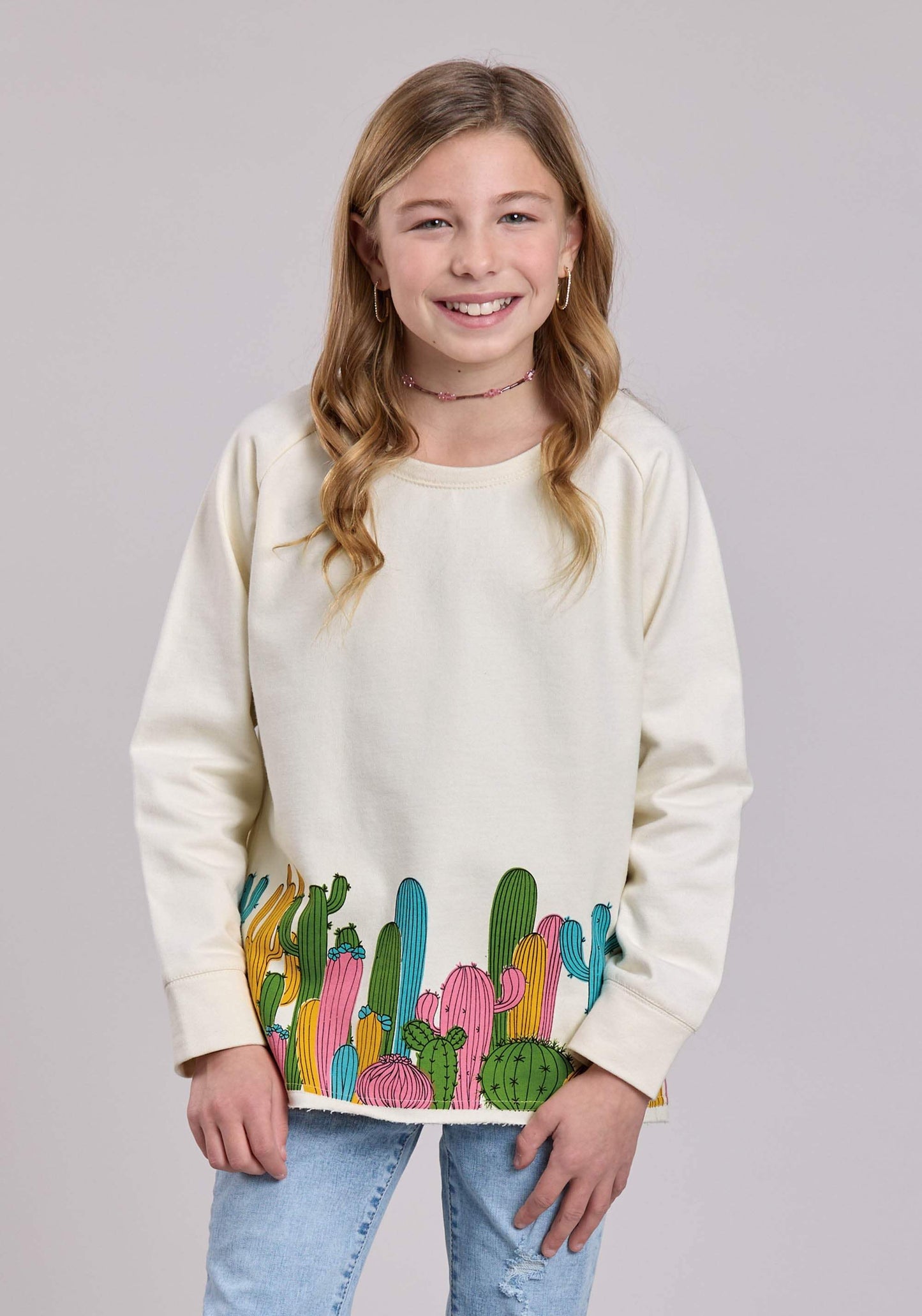 Roper Girls Long Sleeve Pullover Cotton Fleece Crew Neck Pulloverr Western Shirt - Roper - Flyclothing LLC