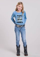 Girls Roper Peri Poly Rayon Jersey Scoop Neck Long Sleeve Shirt