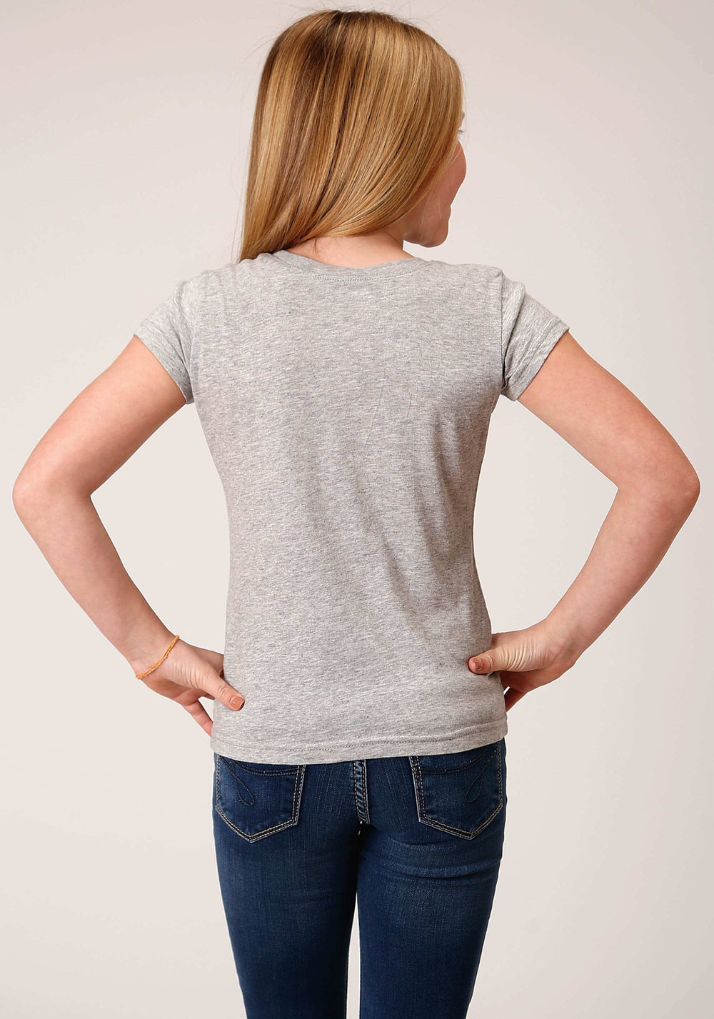 Roper Girls Short Sleeve Knit Heather Grey Poly Rayon Short Sleeve Jersey T Tshirt - Roper - Flyclothing LLC