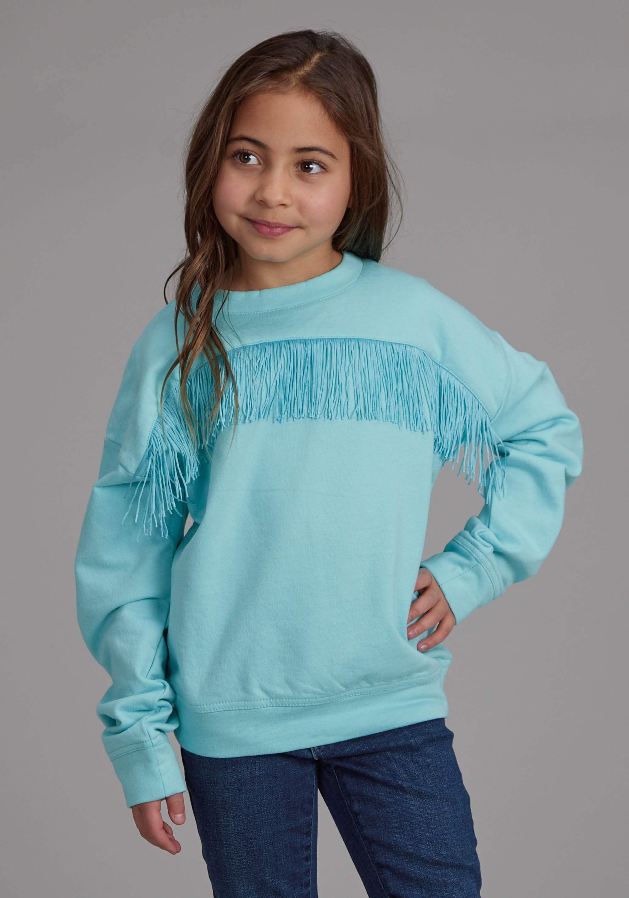 Roper Girls Cotton Fleece Crew Neck Pull-over Long Sleeve Pullover Western Shirt - Roper - Flyclothing LLC
