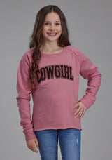 Roper Girls Dusty Pink Fleece Sweatshirt Long Sleeve Pullover Western 