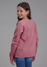 Roper Girls Dusty Pink Fleece Sweatshirt Long Sleeve Pullover Western Shirt