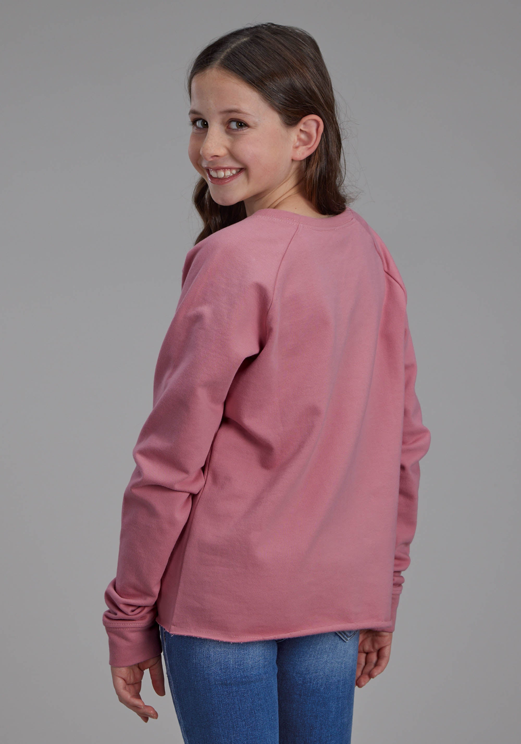 Roper Girls Dusty Pink Fleece Sweatshirt Long Sleeve Pullover Western Shirt