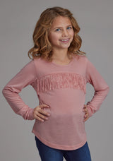 Roper Girls Poly Rayon Long Sleeve Tee Long Sleeve Pullover Western Sh