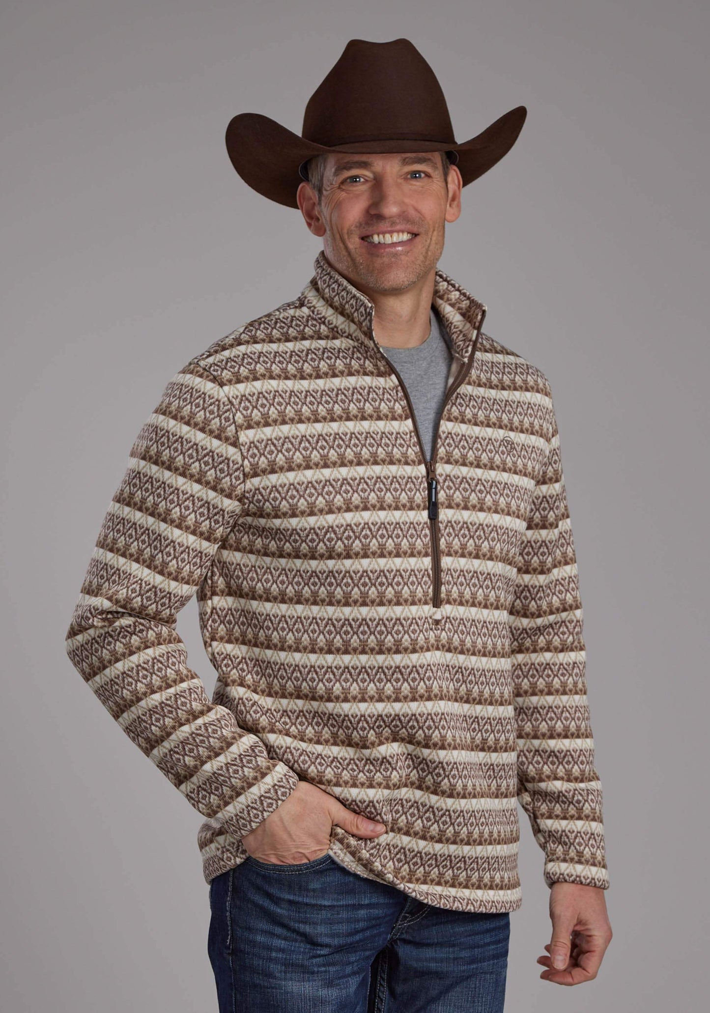 Roper Mens Ombre Aztec Stripe Sweater Zipper Western Shirt - Roper - Flyclothing LLC