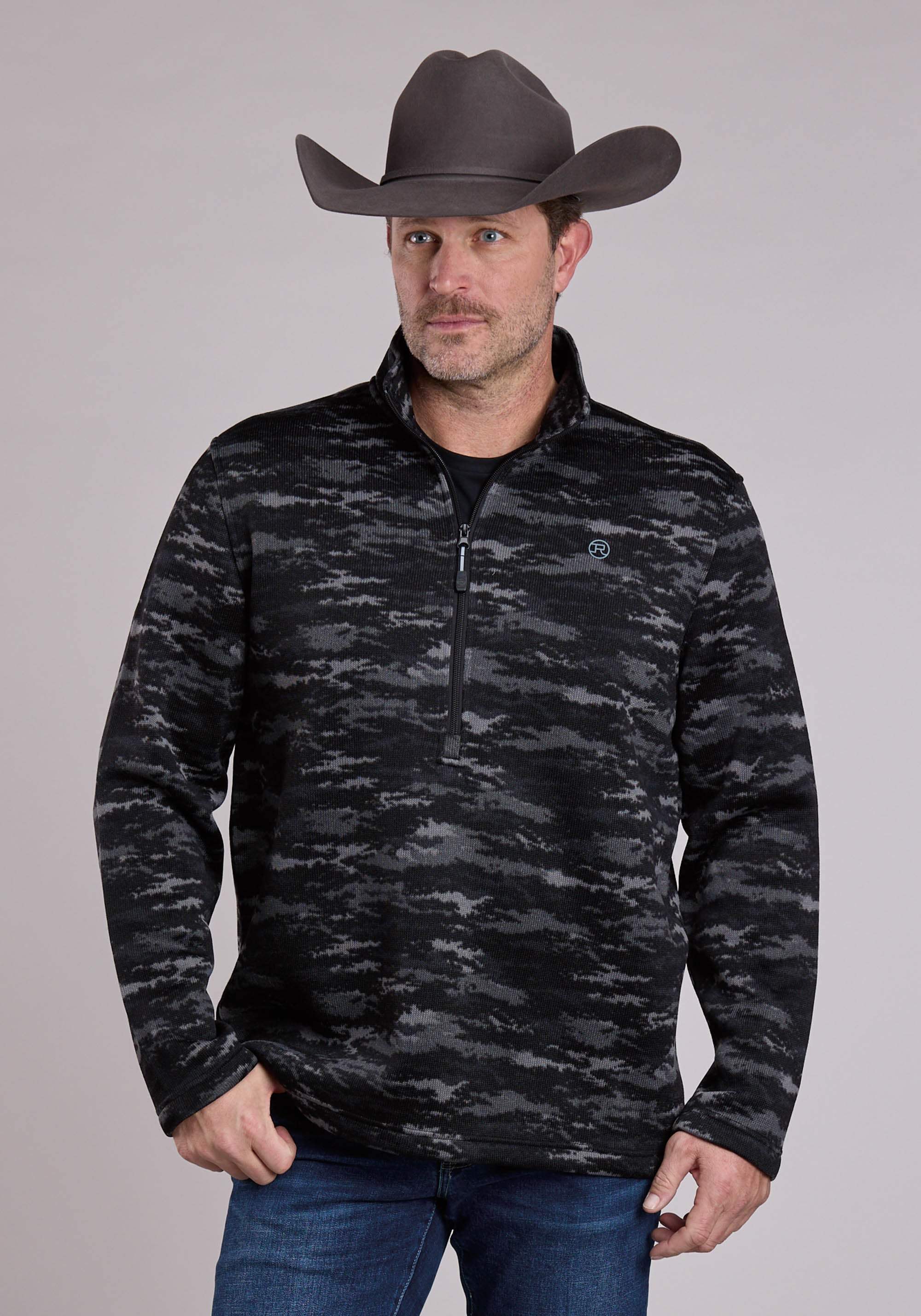 Roper Mens Sweater Zipper Camo Sweater Knit Pullover Western Shirt - Roper - Flyclothing LLC