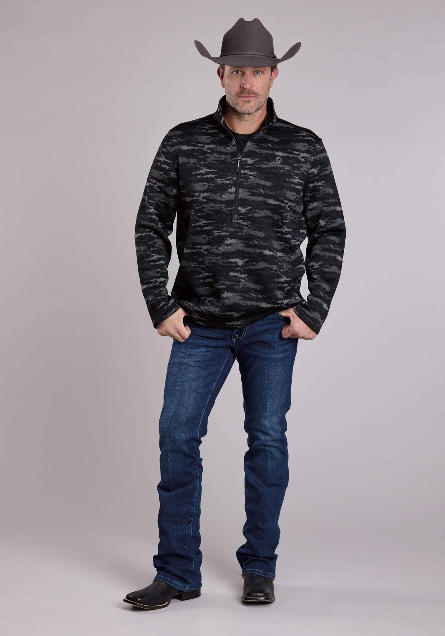Roper Mens Sweater Zipper Camo Sweater Knit Pullover Western Shirt - Roper - Flyclothing LLC