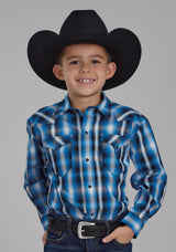 Roper Boys Aztec Dobby Long Sleeve Snap Western Shirt